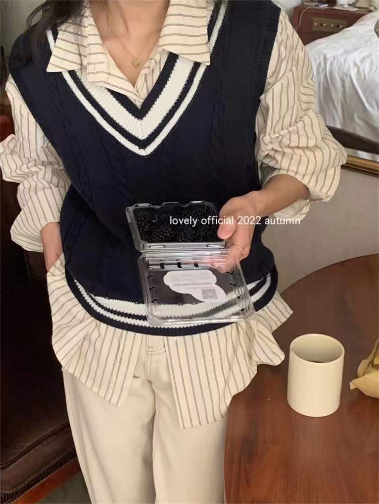 ライン入りニットベスト　AJ1079-2501