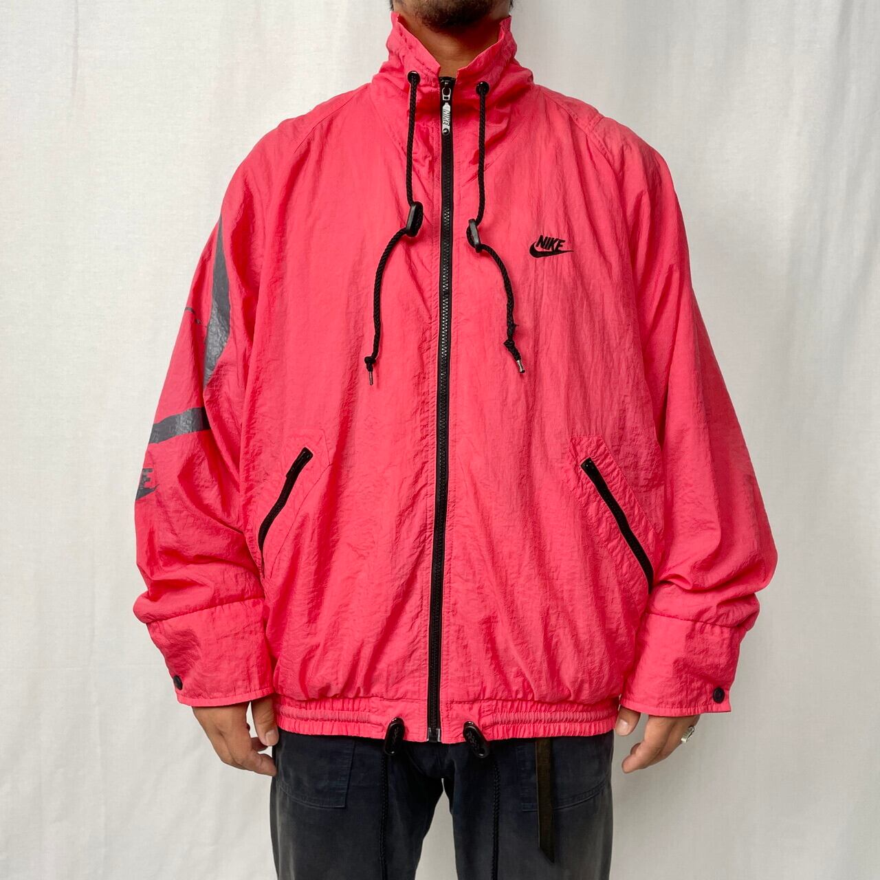 90年代 NIKE ナイキ 銀タグ グッドカラー 袖ロゴプリント ナイロン