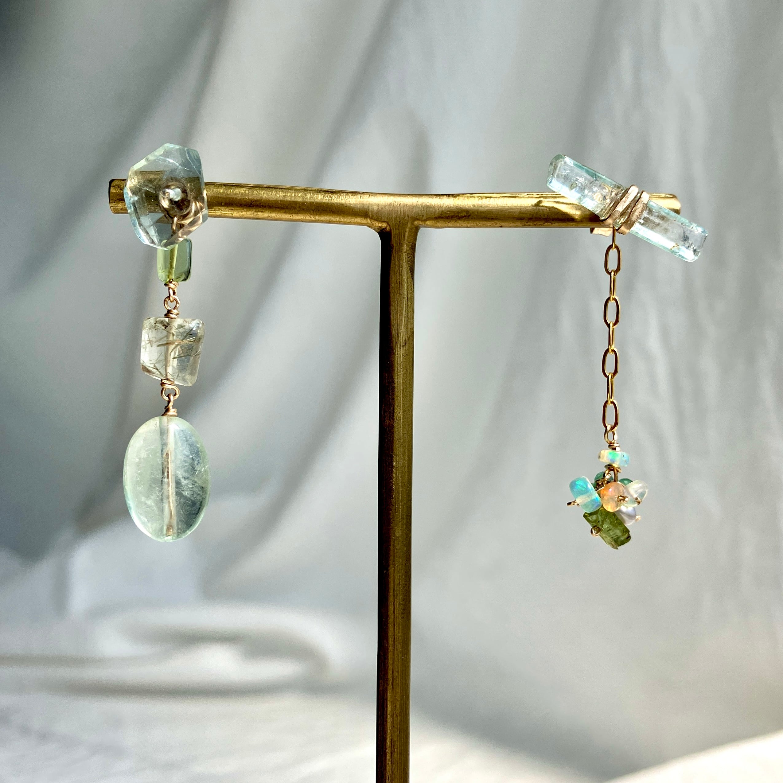 Fresh greenery 新緑 2way K14gfスタッドピアス 1点もの | simon