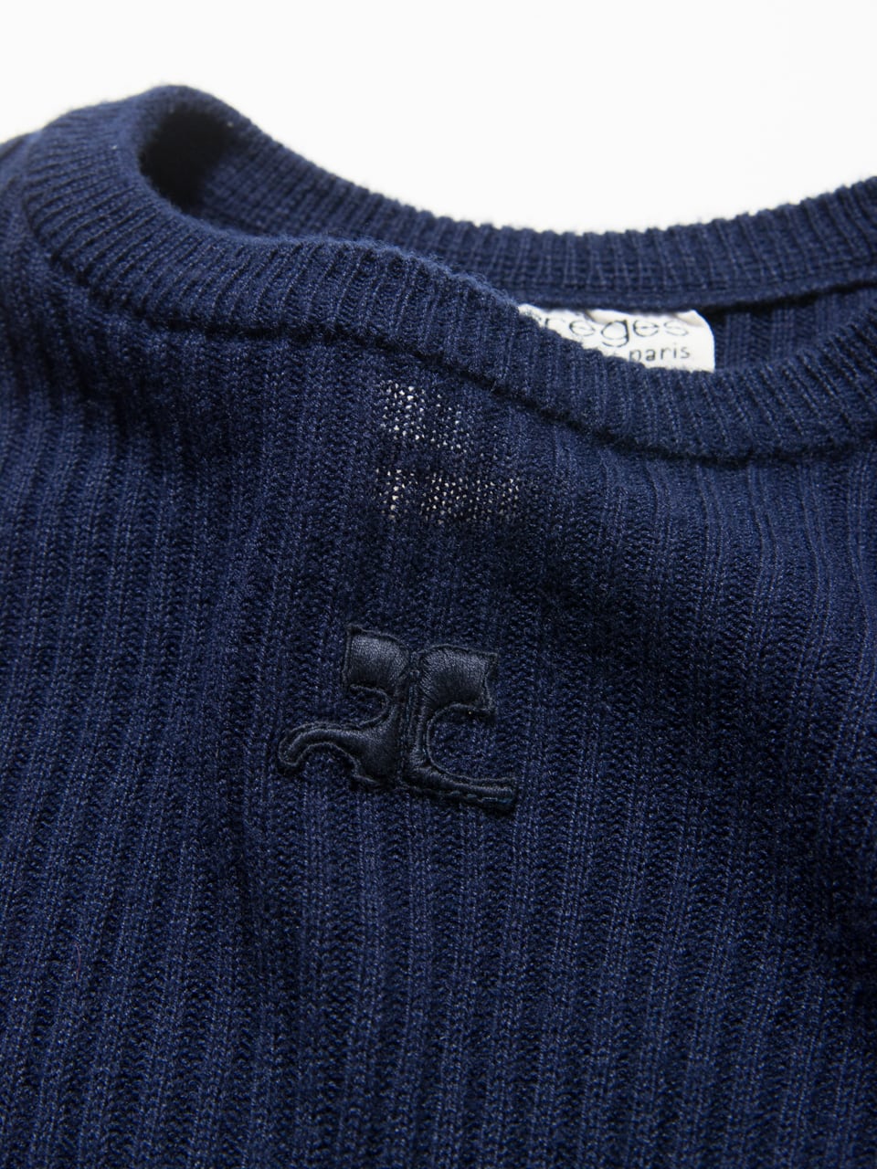 Courreges paris】70's Made in France logo rib knit pullover ...