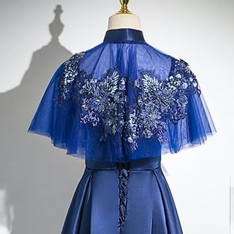 2way刺繍レースAラインロングドレス ケープセット D1371 | 演奏会