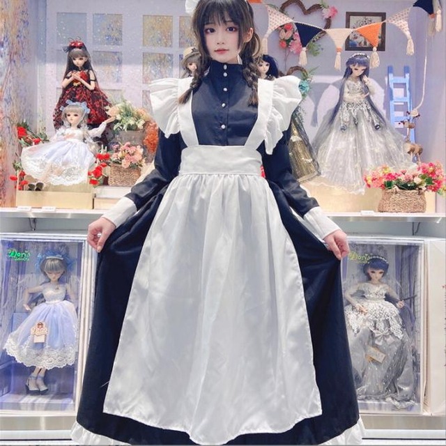 メイド服 クラシカル ワンピース レトロ 英国風 ロング丈 ハロウィン コスプレ 学園祭 メイドカフェ コンカフェ衣装 お茶会