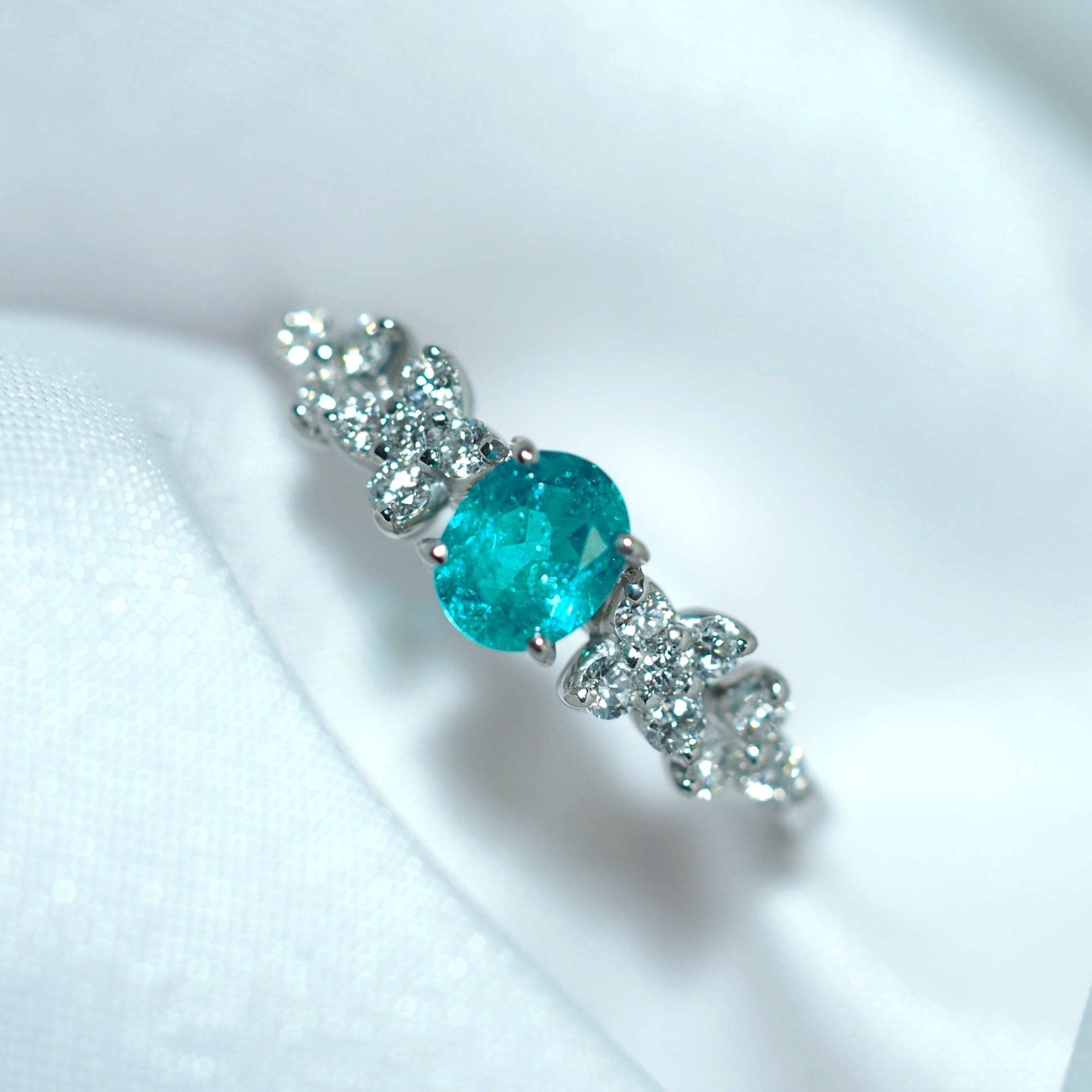 ブラジル産 パライバトルマリン 華奢 リング 0.034ct k10 wg