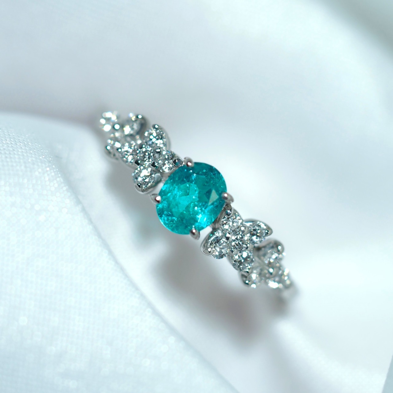 パライバトルマリン ブラジル産 リング 0.33ct D0.22ct pt900