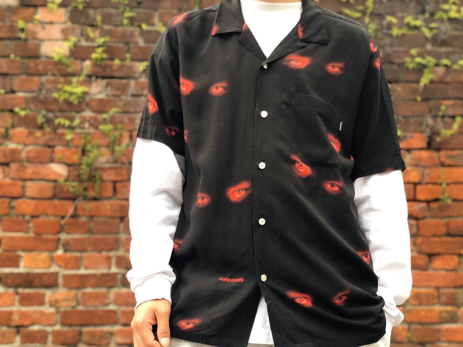 Supreme EYES RAYON SHIRT BLACK 100JH9072 | BRAND BUYERS OSAKA