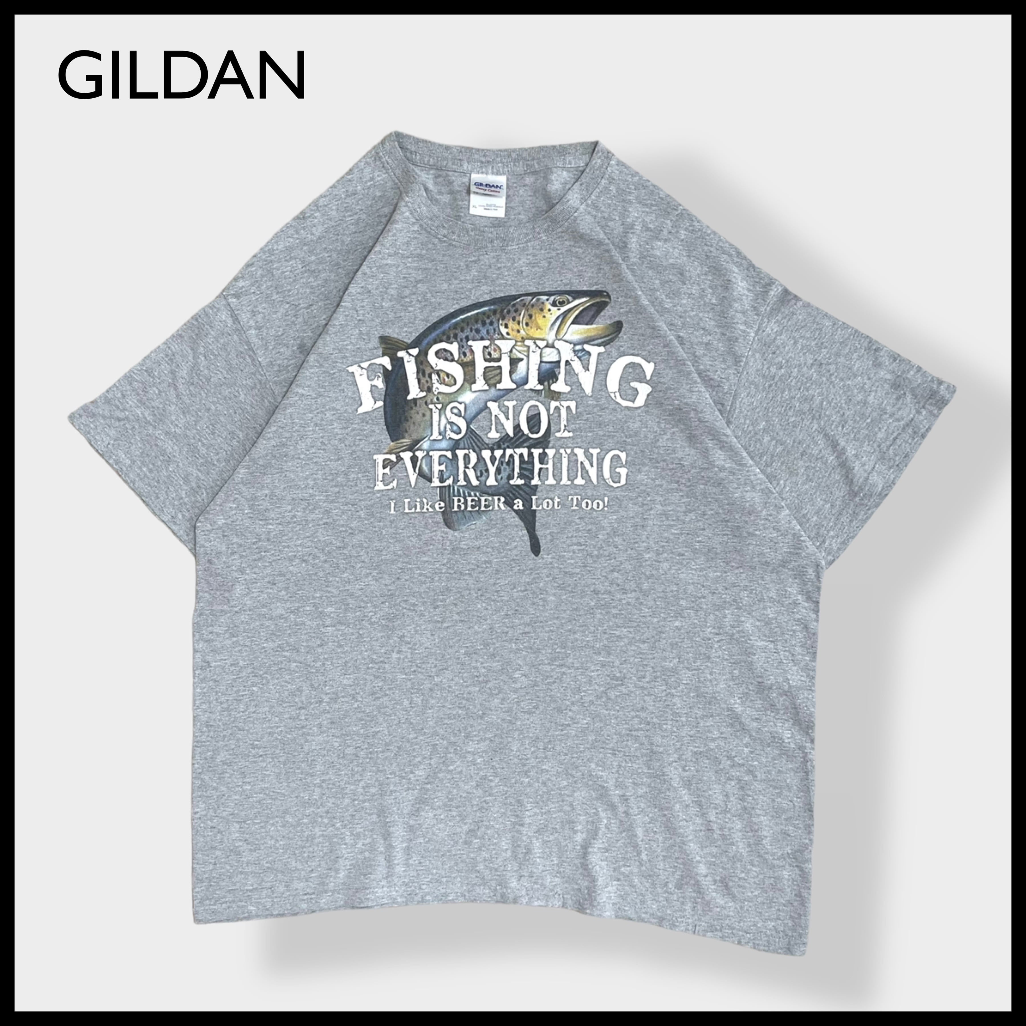 GILDAN】プリント Tシャツ 魚 fishing 釣り ロゴ イラスト 半袖 X ...