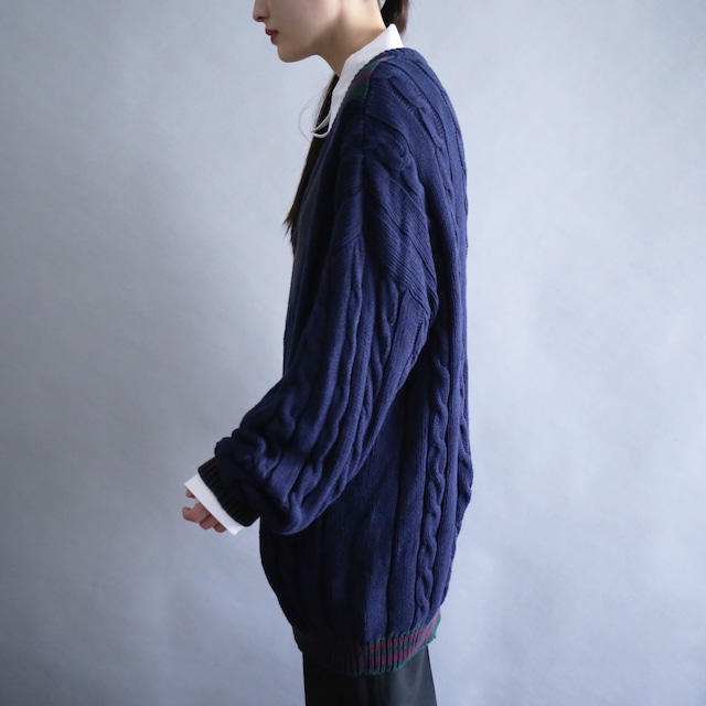 navy cable knit over size children sweater