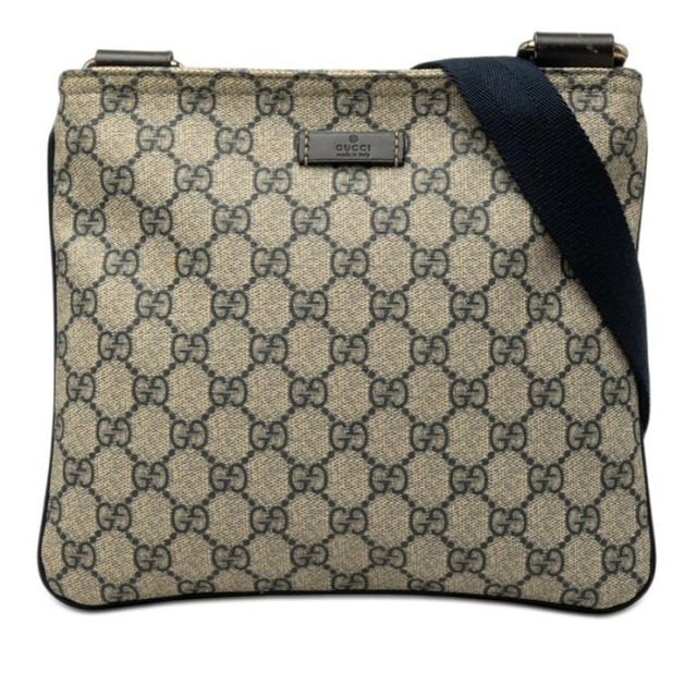 グッチ グッチシマ 斜め掛け ショルダーバッグ 201538 ベージュ ネイビー PVC レザー レディース GUCCI 【中古】
