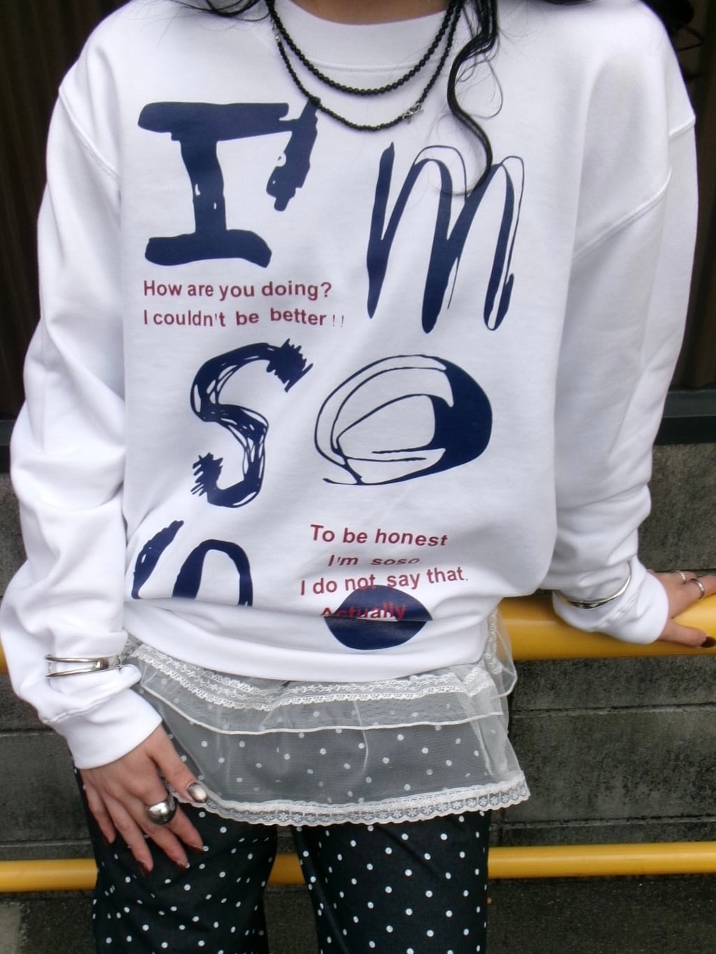 I'M SOSO TEGAKI PRINT SWEAT | I AM NOT WEBSTORE