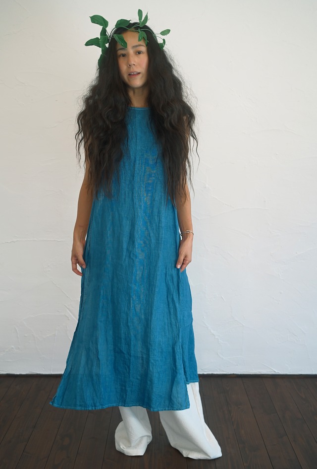 Indigo Dyed Linen Top