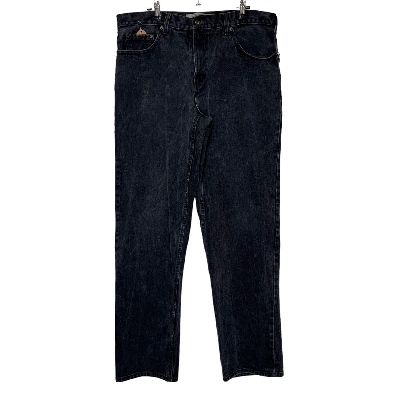 W36×L32】urban up ブラックデニムパンツ 革パッチ | 古着屋OLDGREEN W36×L32】urban up ブラックデニムパンツ 革パッチ | 古着屋OLDGREEN