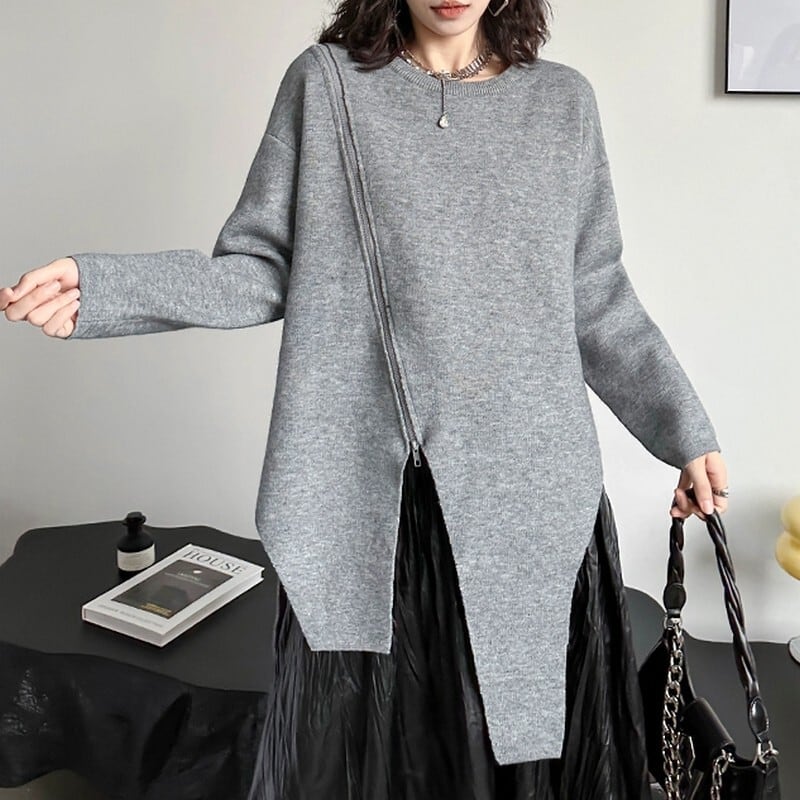 zip knit pullover / l0120