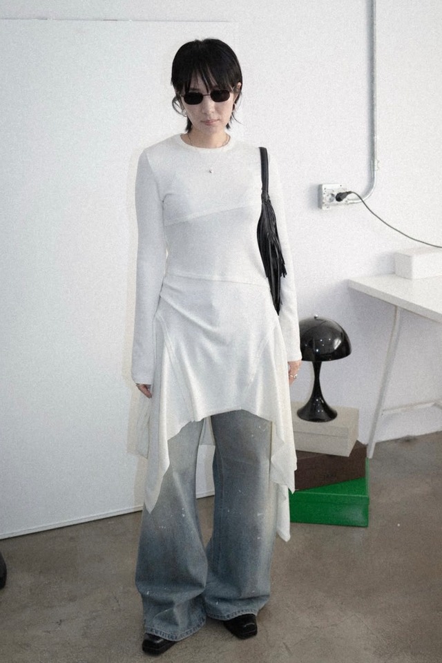 Asymmetry Cut Dress (Ivory) 2603-83-011