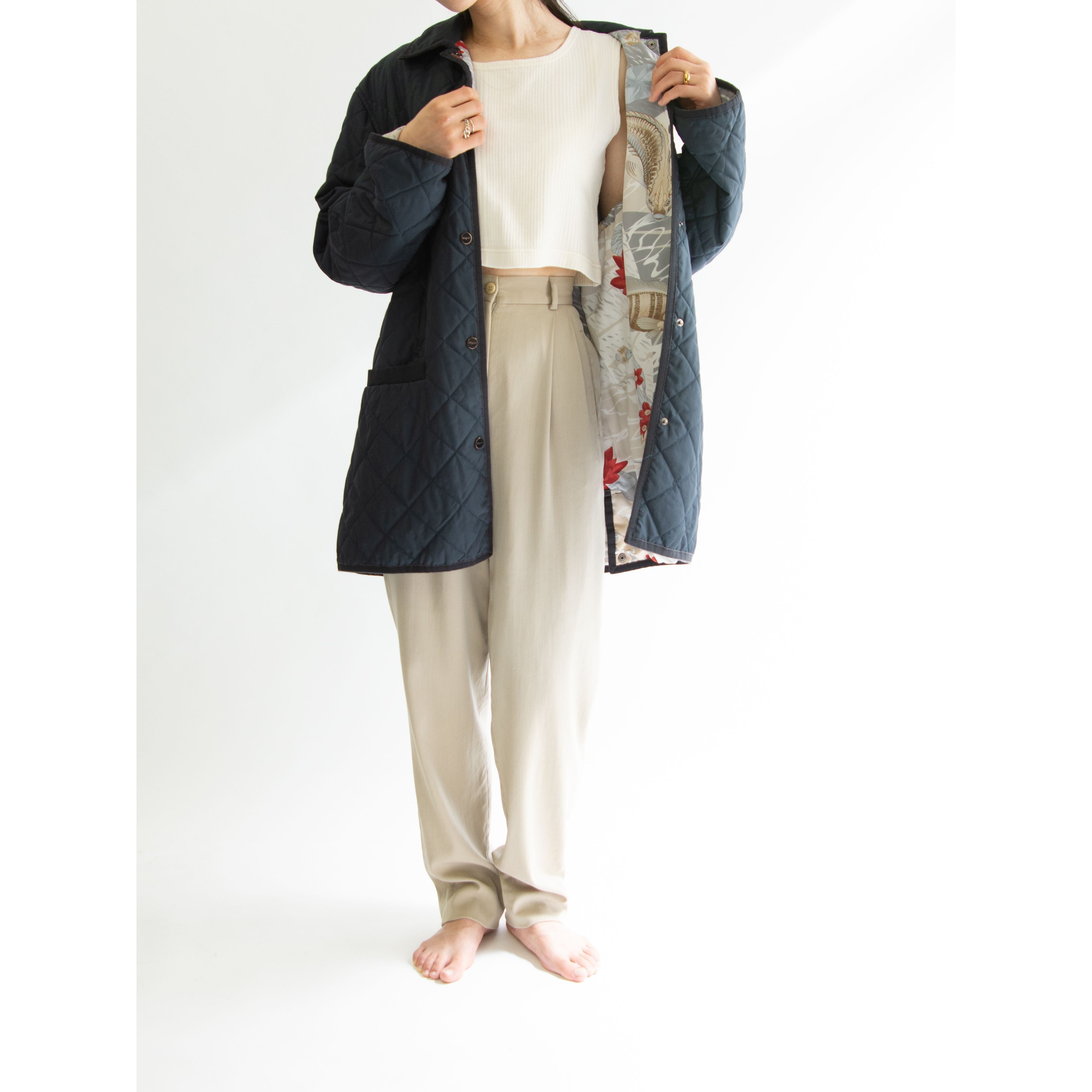 【Salvatore Ferragamo】Made in Italy 100%Polyester Quilting Jacket(サルヴァトーレ フェラガモ イタリア製 中綿入りポリエステルキルティングジャケット)