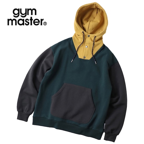 gym master ジムマスター 12oz ヘビー裏起毛 スウェット プルオーバーパーカー スナップボタン ワイドシルエット メンズ G833739 グリーンクレイジー