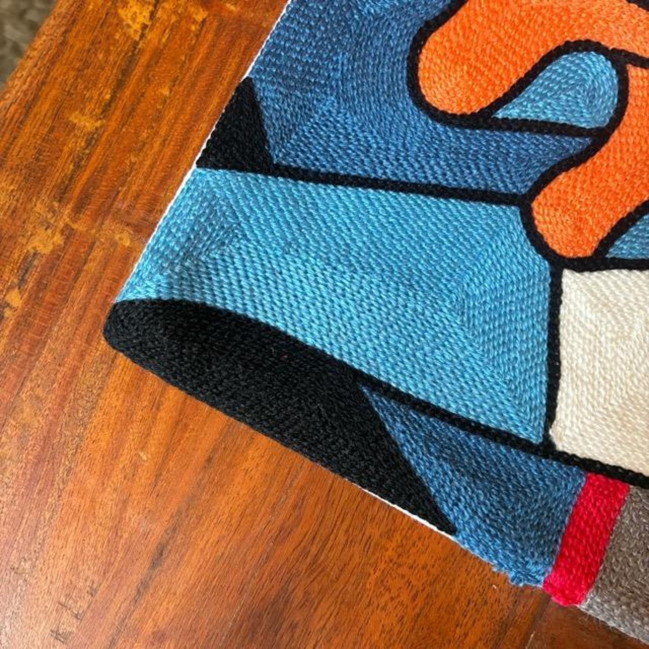TOPANGA Homefurnishing Art Embroidery Cushion Cover, 45x45cm, F, Black, Cubist Embroidery　