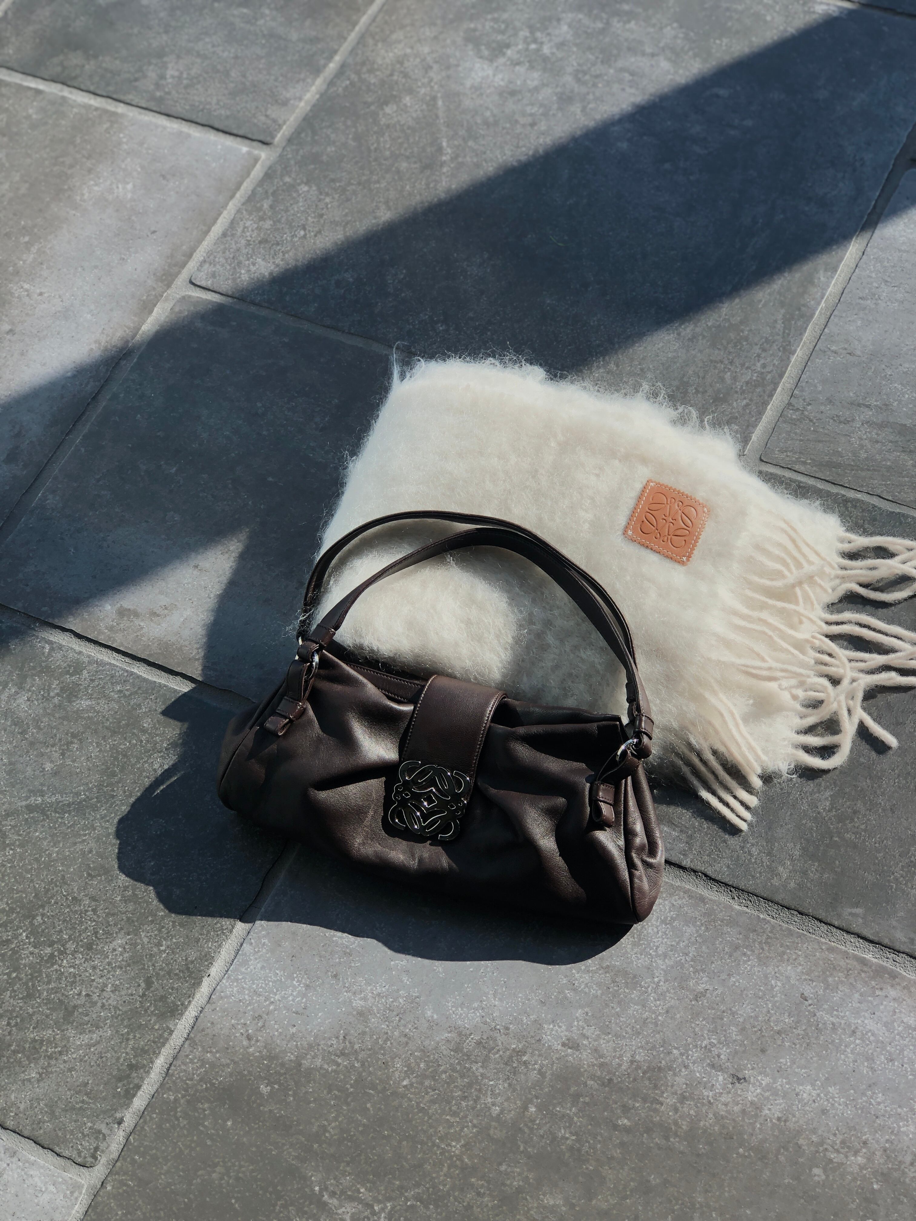 LOEWE ロエベ マフラー ホワイト アナグラム モヘア vintage
