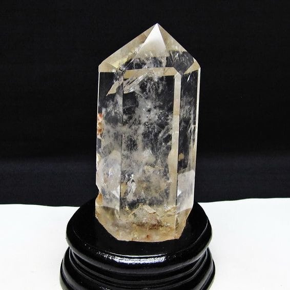 水晶 六角柱 虹入り 水晶 ポイント 台座付属 置物 原石 一点物 152-4529