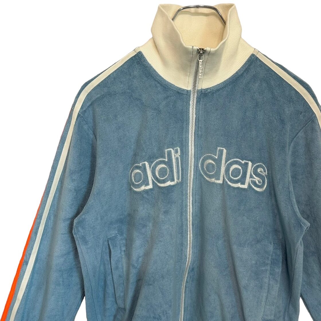 adidas アディダス トラックジャケット 刺繍ロゴ パイル地 センター 