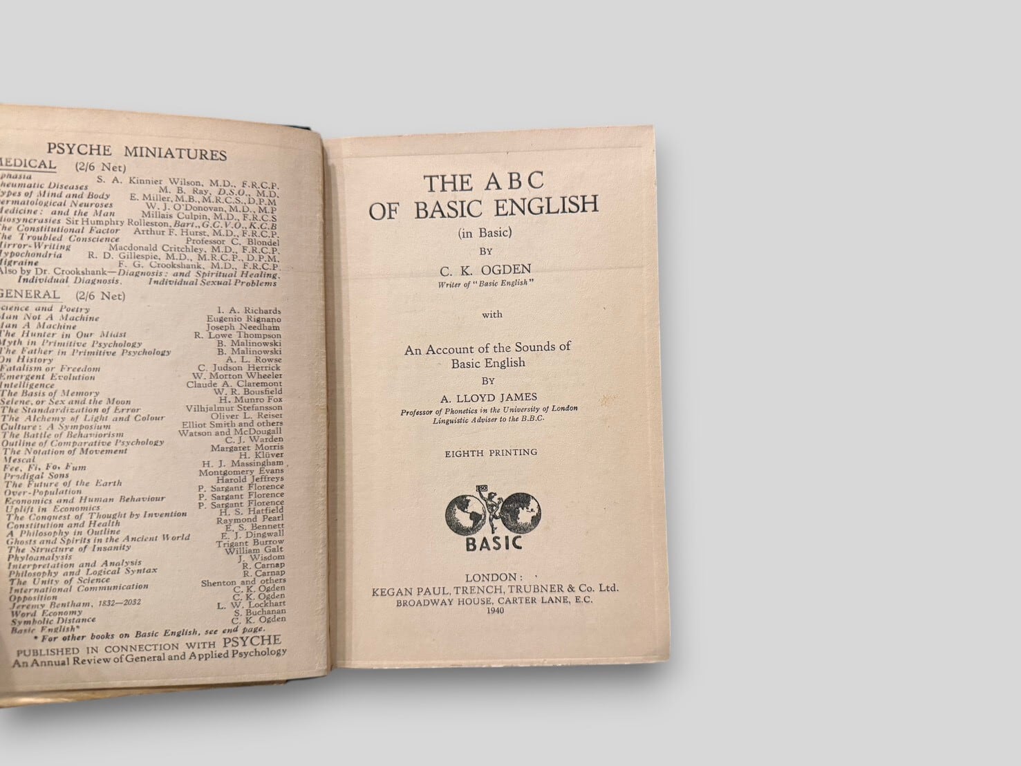 SG218】【EIGHTH PRINTING】The ABC of Basic English (in Basic)(1940