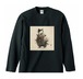 斜陽に立つ猫武士 – 墨絵風  ロングTシャツ リブなし/ Cat Samurai Standing in the Setting Sun – Sumi-e Style Long Sleeve T-Shirt, No Rib