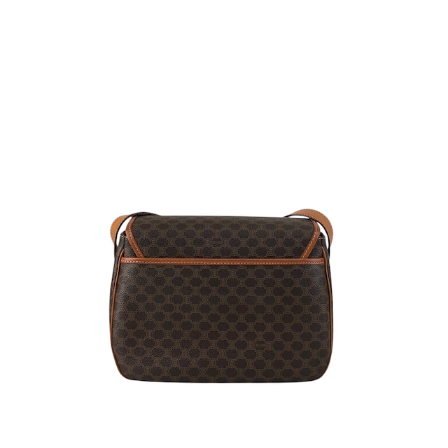 CELINE セリーヌ ショルダーバッグ ブラウン マカダム ブラゾン型押し PVC レザー フラップ vintage ヴィンテージ オールド 6pmbjw