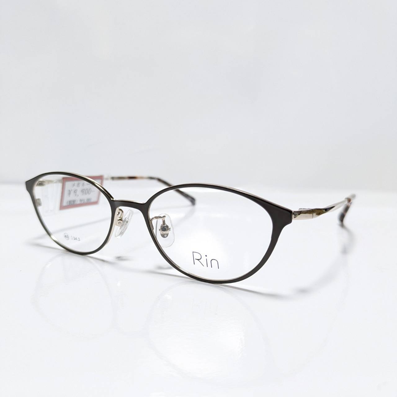 【Rin】オーバルメタルフレーム ブラウン・ゴールド