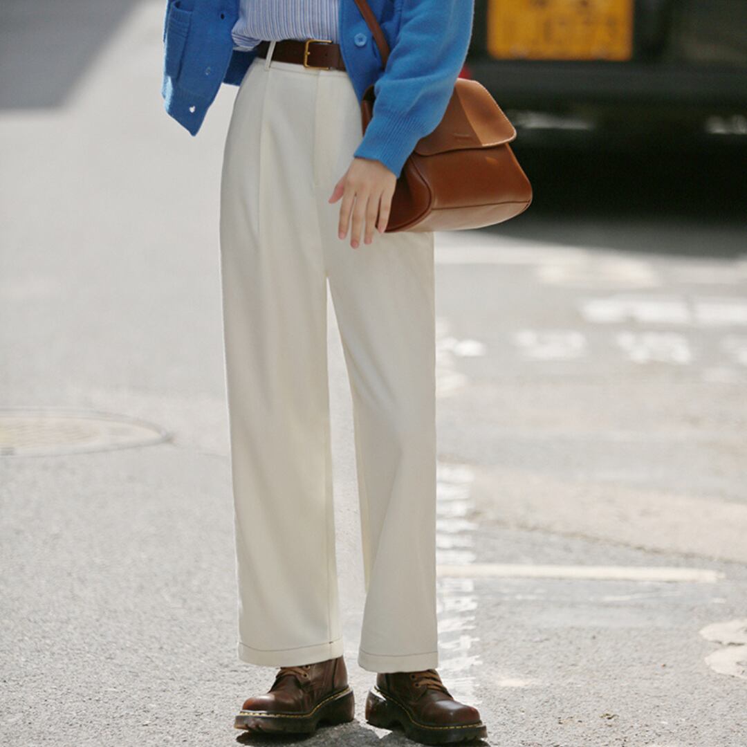 bright line loose casual suit pants