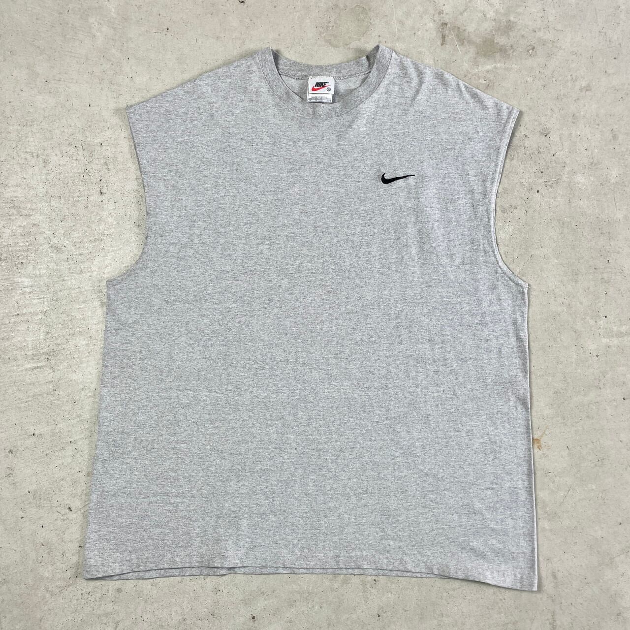 90年代 USA製 NIKE ナイキ ワンポイントロゴ 刺繍 ノースリーブTシャツ