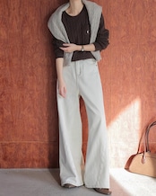 Wide white denim Pants T20300