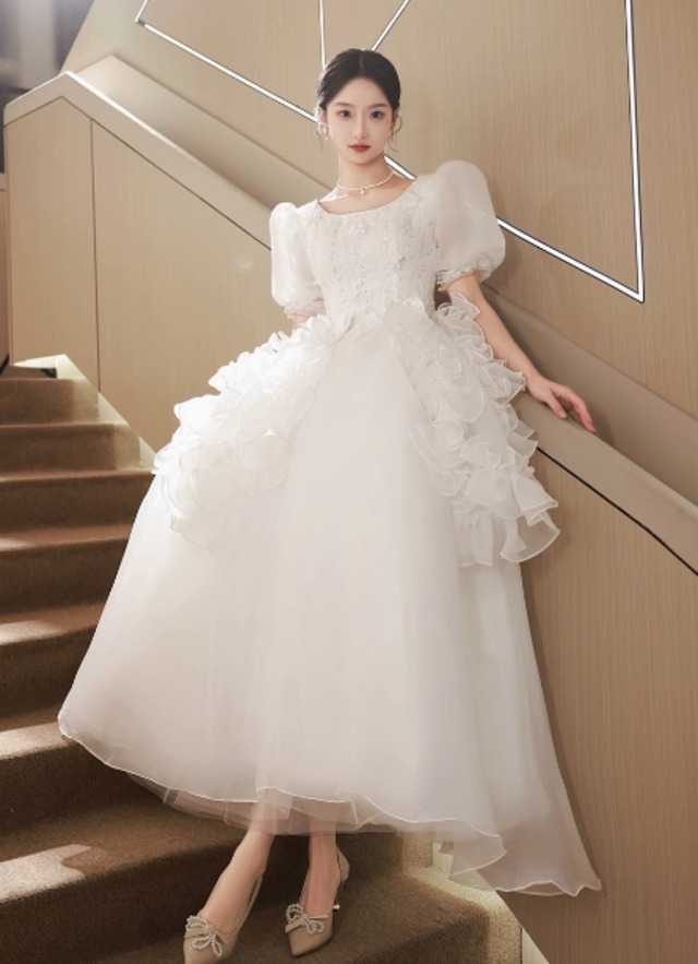 チュールスカート/オーバードレス ピンク 短トレーン 2次会 | ARY WEDDING 