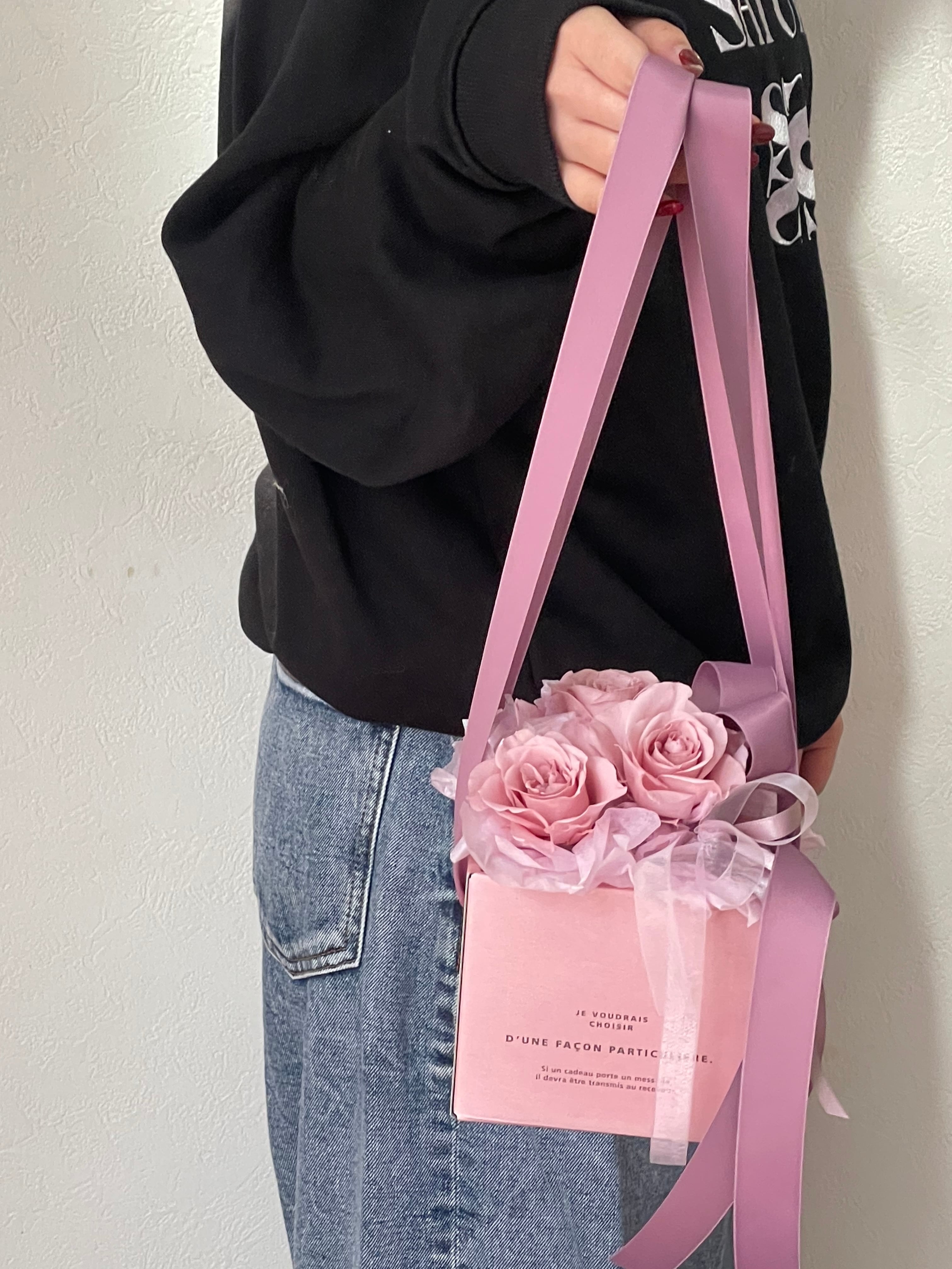 love ribbon」ボックスインブーケ プレゼント 可愛い スウィート