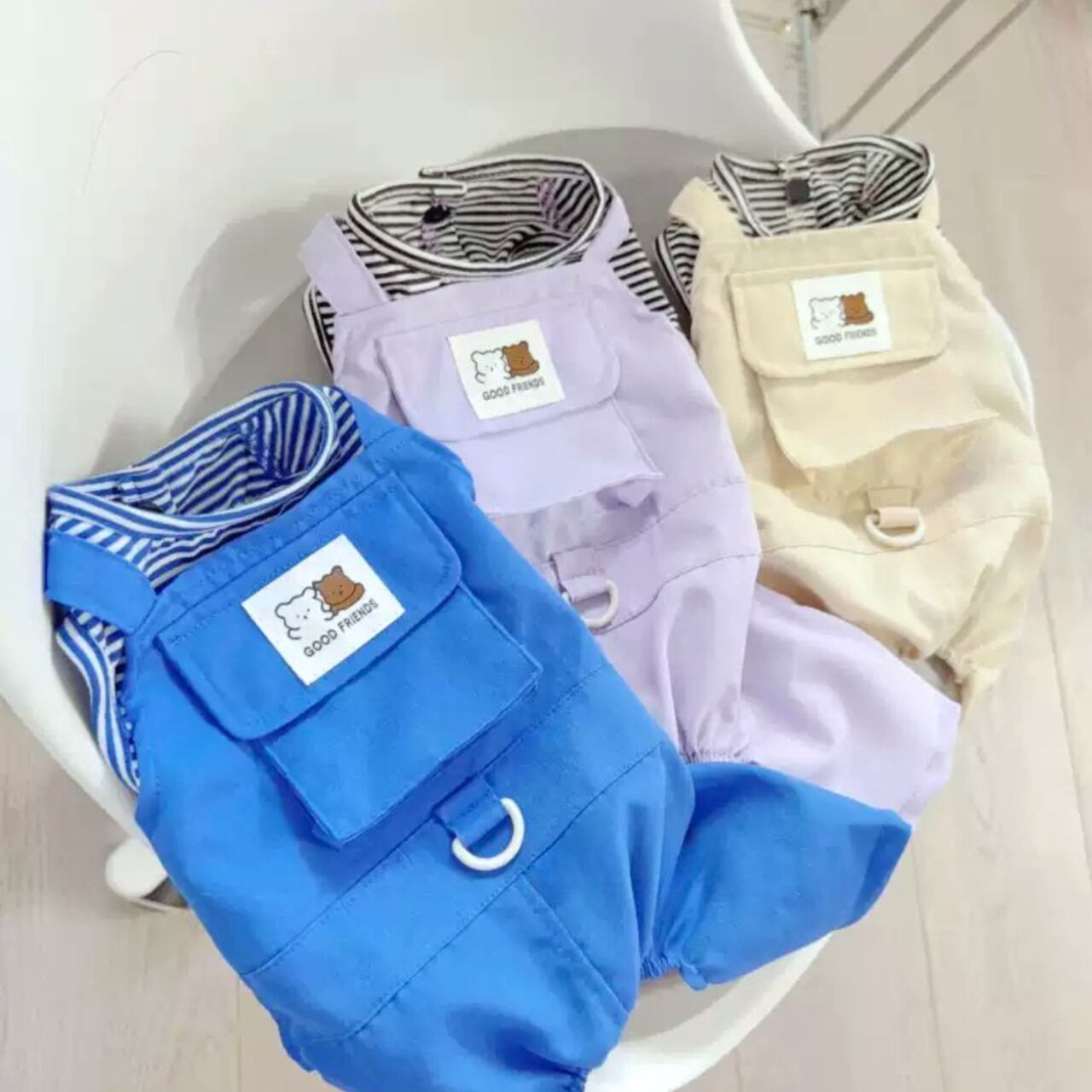 ボーダーレイヤード風 オーバーオール☆0109