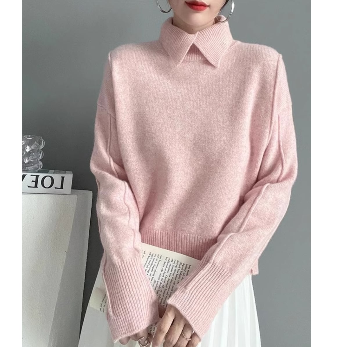 Collar on knit pullover*S-920