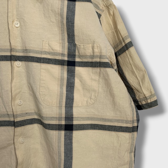 90s Ralph Lauren チェック柄半袖シャツ CLAYTON L リネン