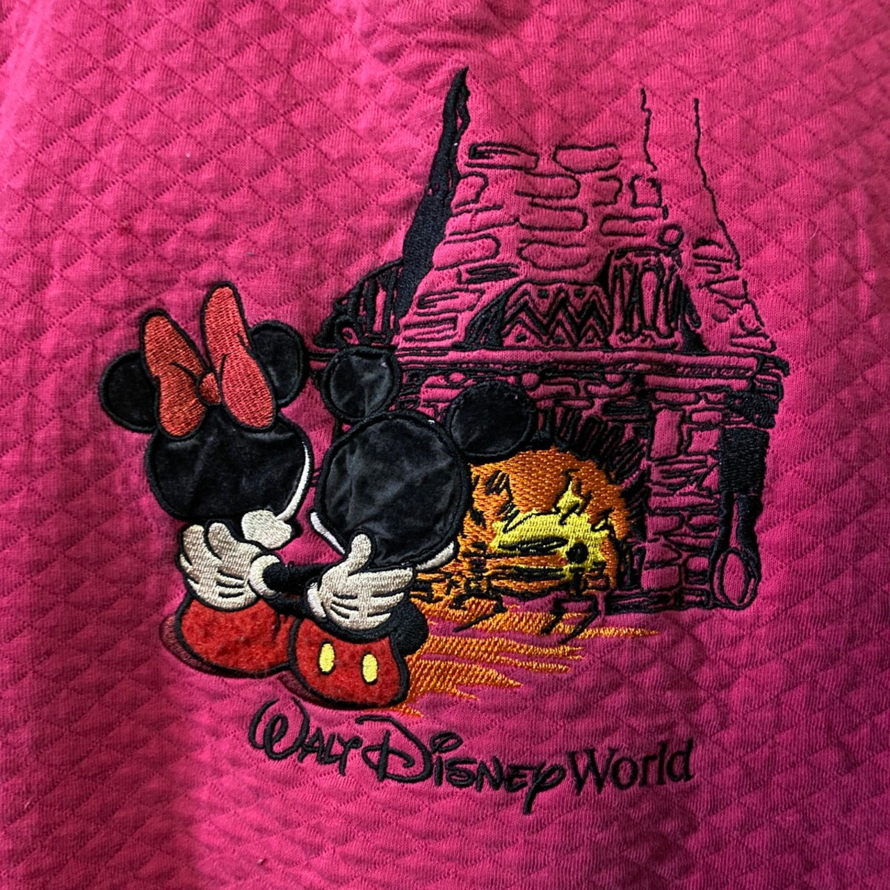 ディズニーミッキーマウス ミニーマウス 刺繍 ハーフジップスウェット 