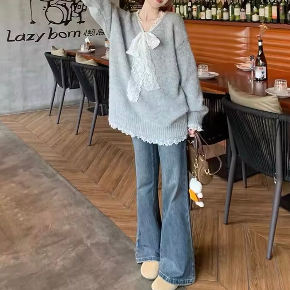 レースボウタイセーター