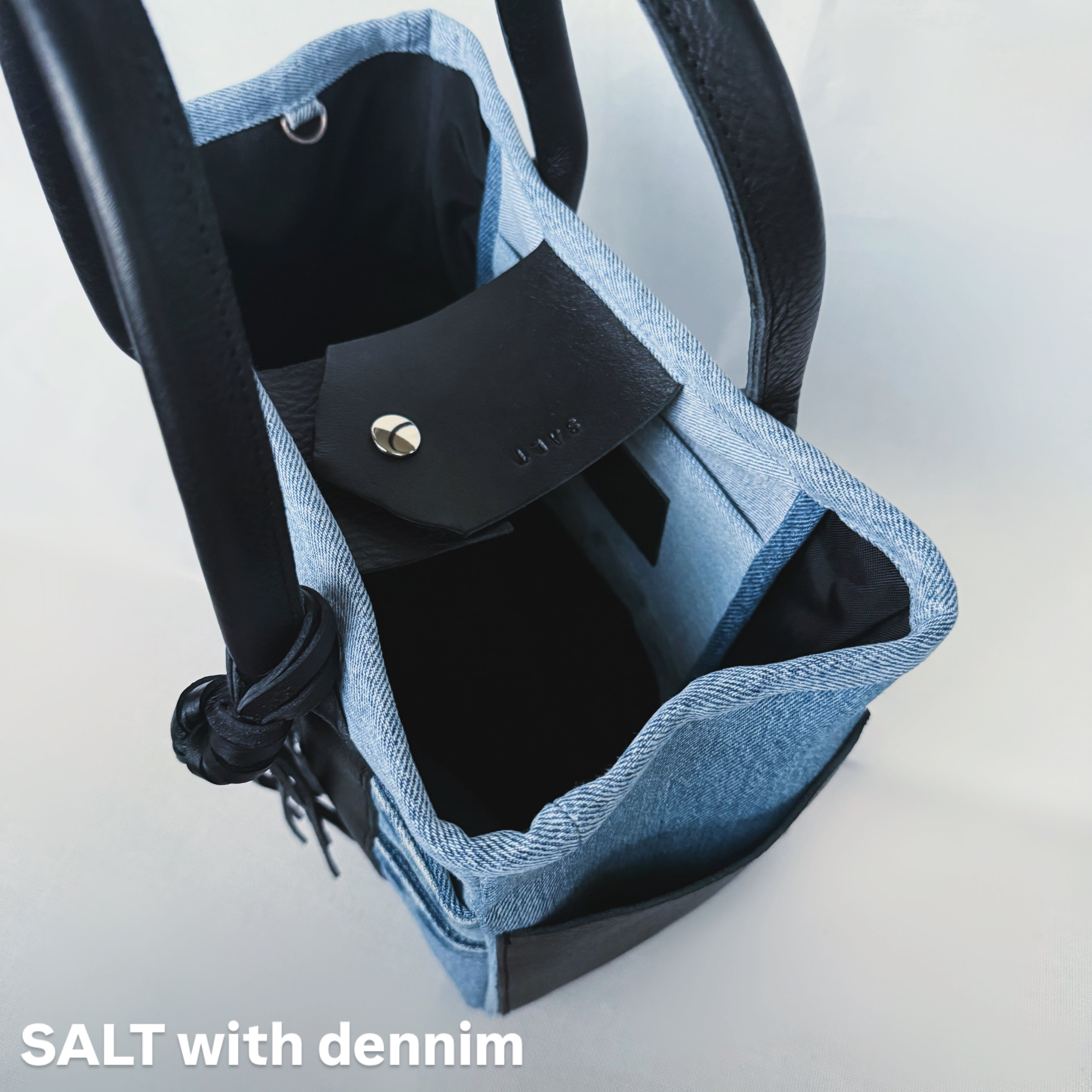 Denim×leatherスクエアトートmini No.6745