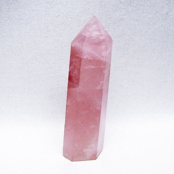 ローズクォーツ 六角柱 ポイント 置物 一点物 142-10348