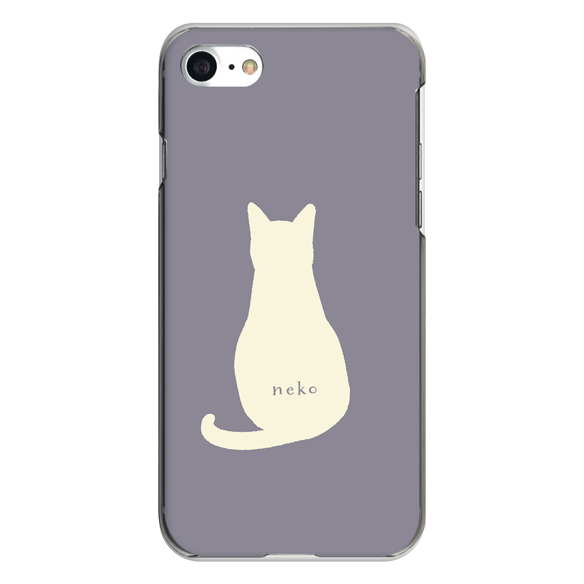 iPhone対応 スマホ ハードケース クリア ネコホワイト・パープル 猫 デザイナーズ 【iPhone17 / iPhone16e / AQUOS / Xperia 他 iPhone / Android ほぼ全機種対応】 |desr2900