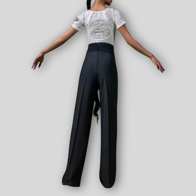 シースルー ロングスリーブ オープンバック カッティング レオタードトップス 3col D00612