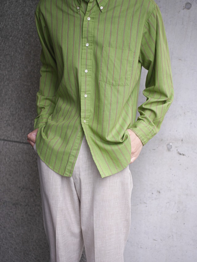 TOWNCRAFT vintage green and orange stripe shirt