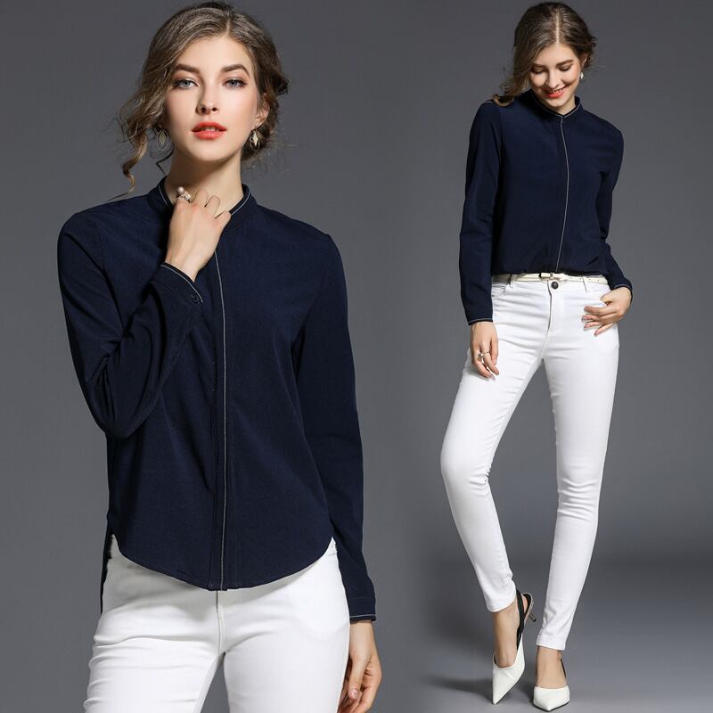 スタンドカラーブラウス