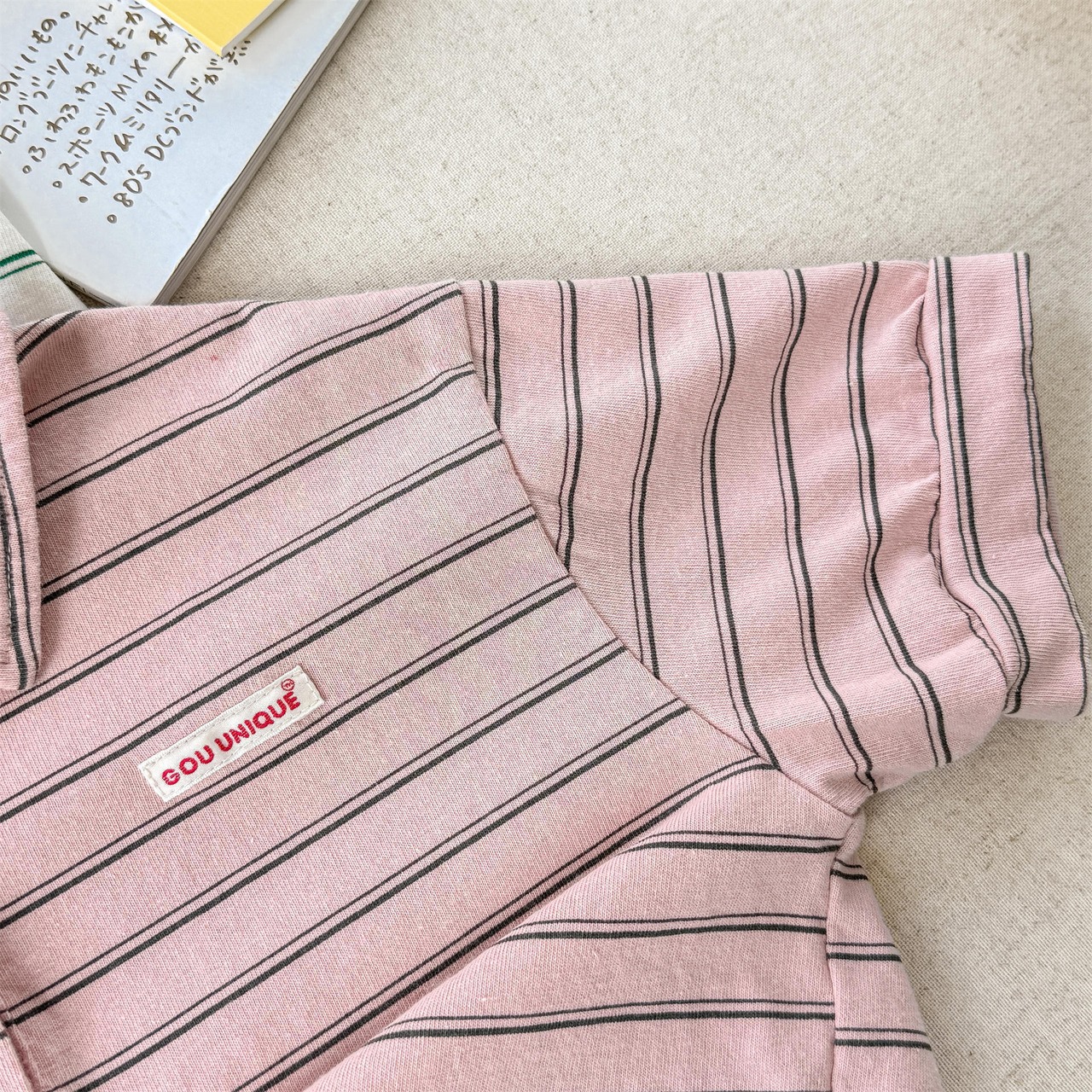 夏韓国風ボーダーポロシャツ