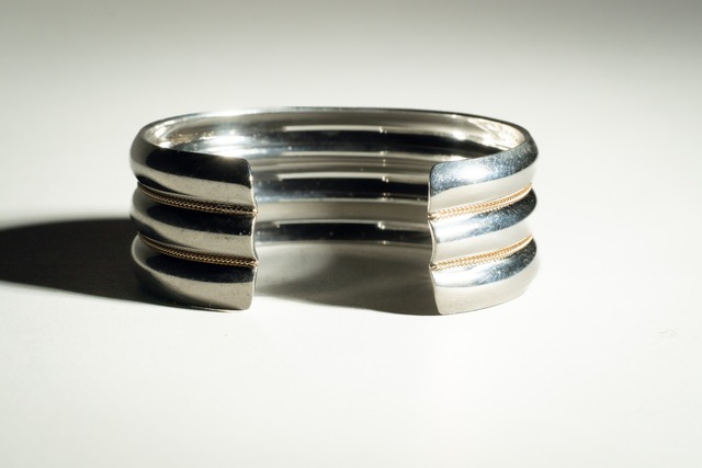 Vintage Tiffany & Co 14K & Silver Gold Line Bangle