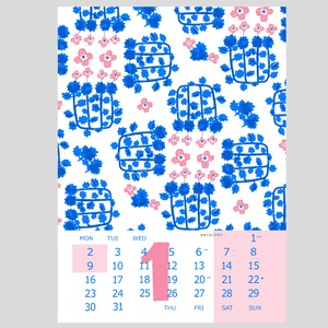 12か月の 草花模様カレンダー2023