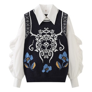 フェイクツーピースニットシャツ 21928