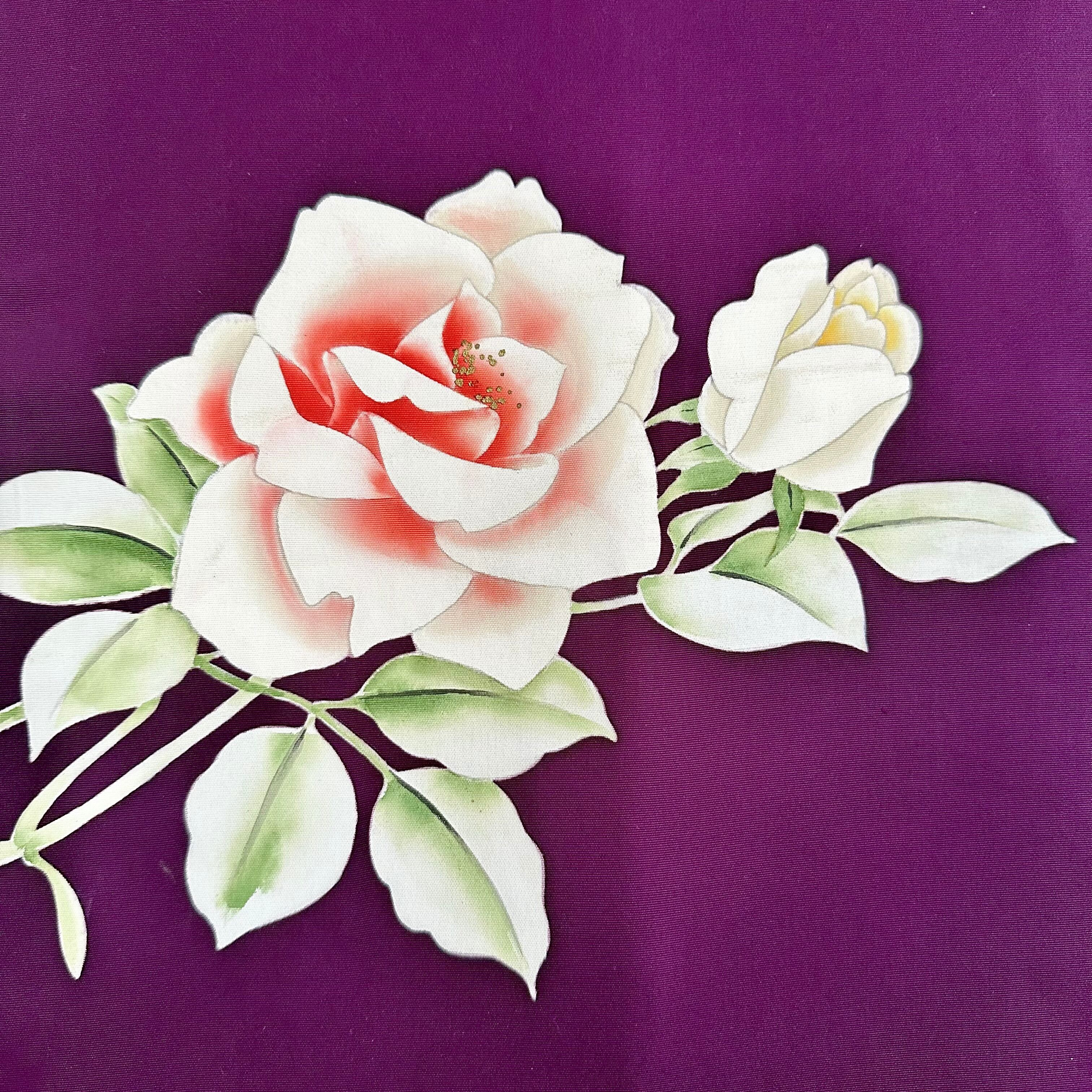 Kimono tapestry 帯のタペストリー 和の紫に可憐な薔薇 着物 Kimono tapestry 帯のタペストリー 和の紫に可憐な薔薇 着物