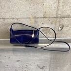 Blue leather oblong shoulder bag
