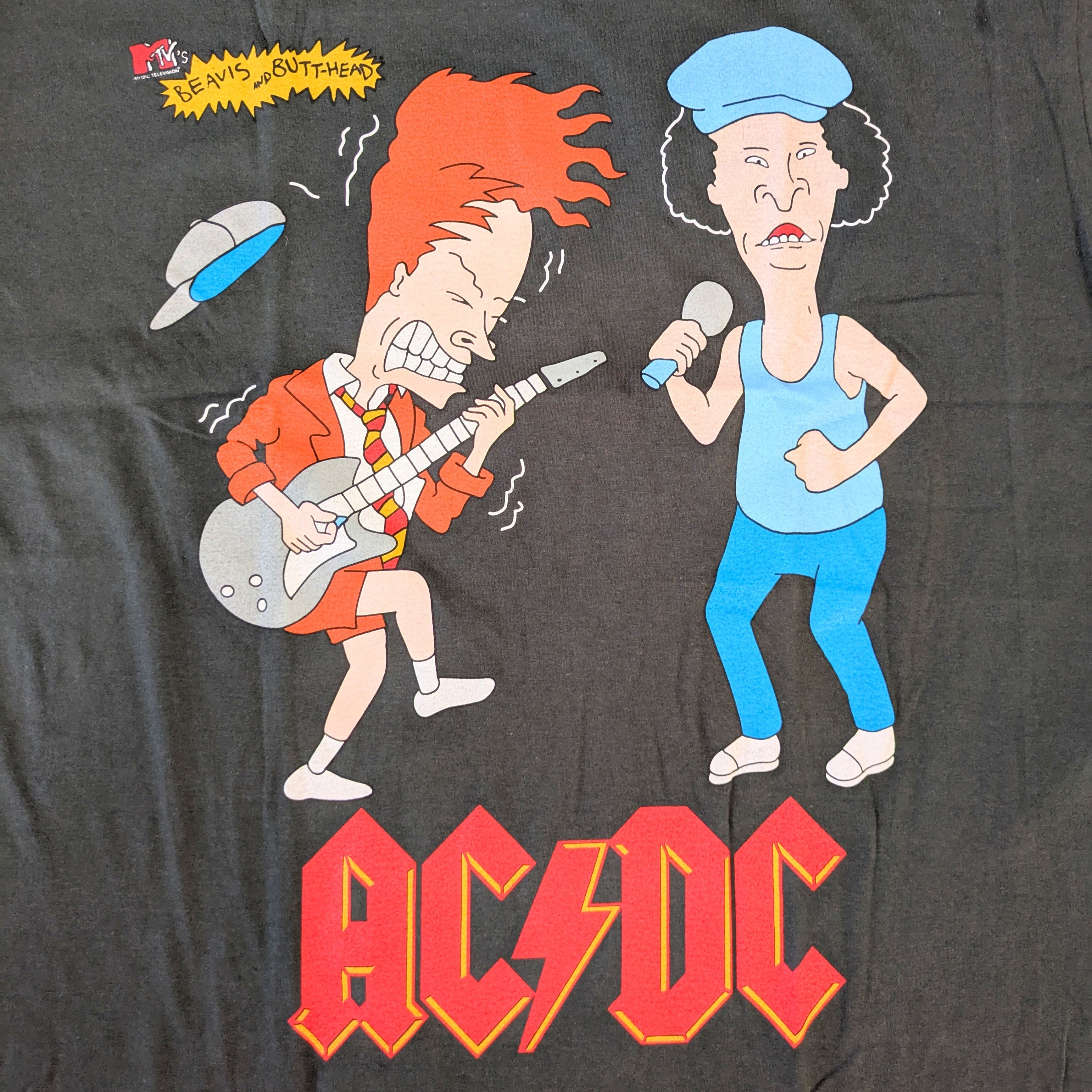 再入荷！【Beavis and Butt-Head（ビーバス・アンド・バットヘッド）】 ACDC エーシー・ディーシー Tシャツ / バンドT / ビンテージ加工 〚アメリカン雑貨 アメトイ〛
